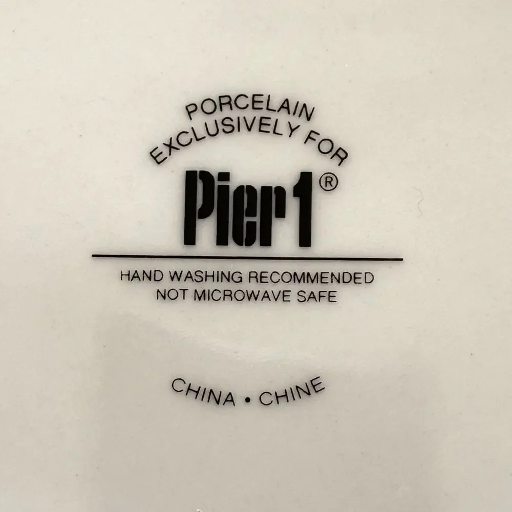 Vintage Pier 1 ceramic canapé plates with matching cocktail napkins set of 4
